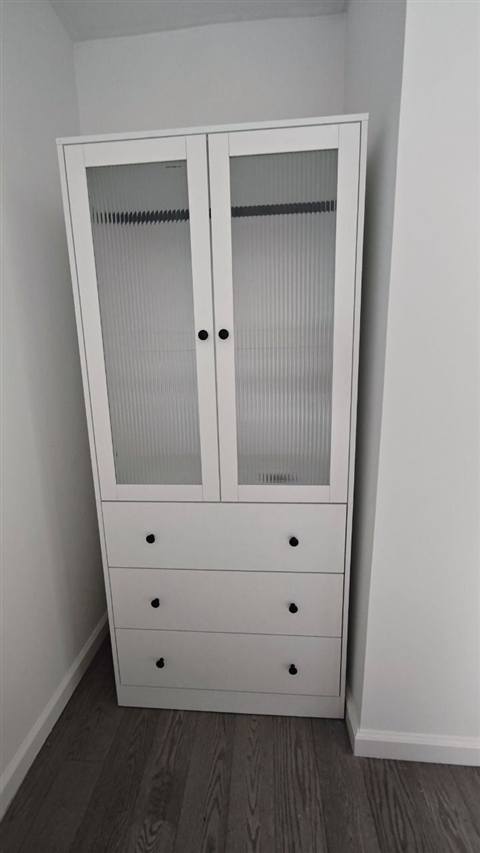 White cabinet with glass doors